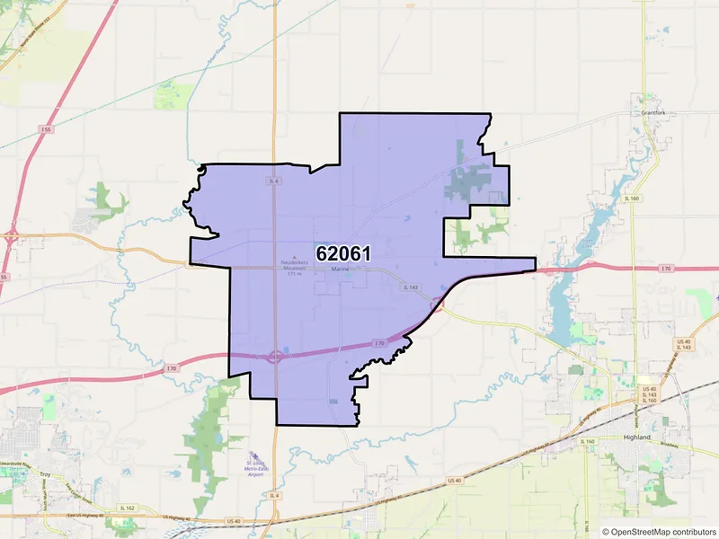 Map of ZIP Code 62061 — Marine, IL