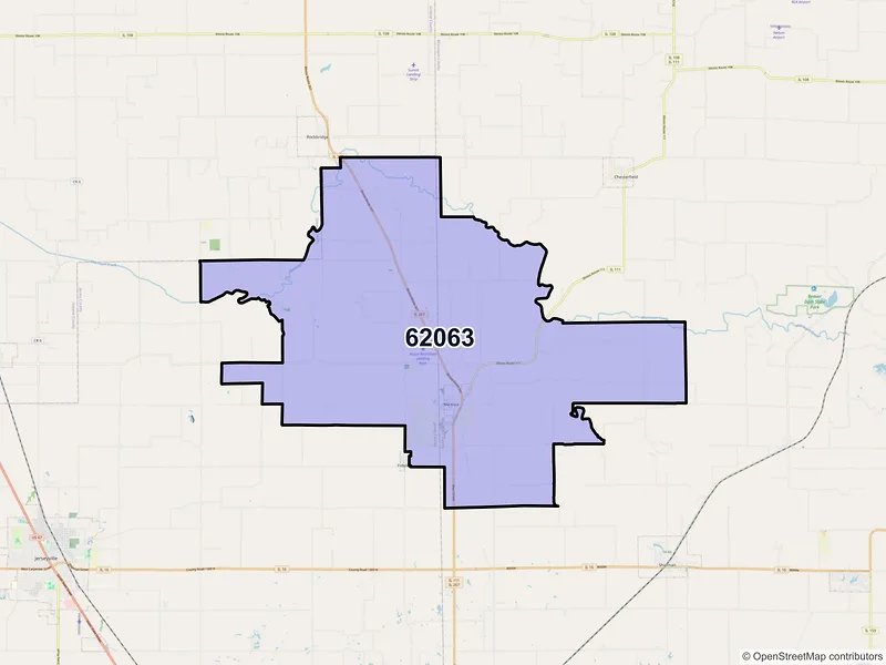 Map of ZIP Code 62063 — Medora, IL