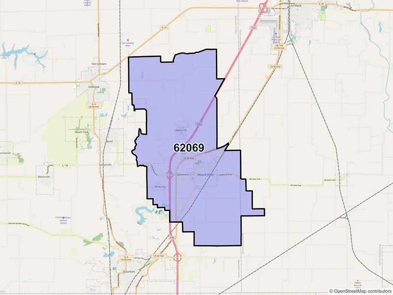 Map of ZIP Code 62069 — Mount Olive, IL