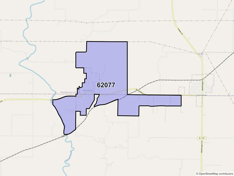 Map of Panama, Illinois and ZIP codes