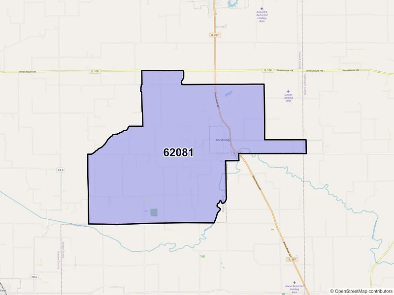 Map of ZIP Code 62081 — Rockbridge, IL