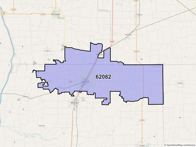 Map of ZIP Code 62082 — Roodhouse, IL