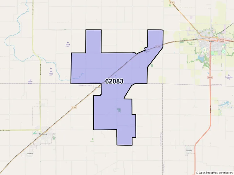 Map of ZIP Code 62083 — Rosamond, IL