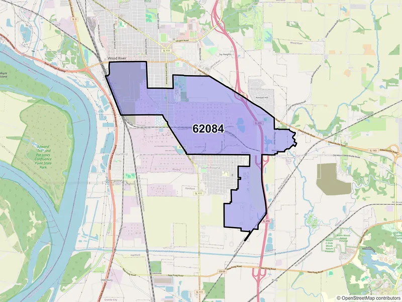Map of ZIP Code 62084 — Roxana, IL