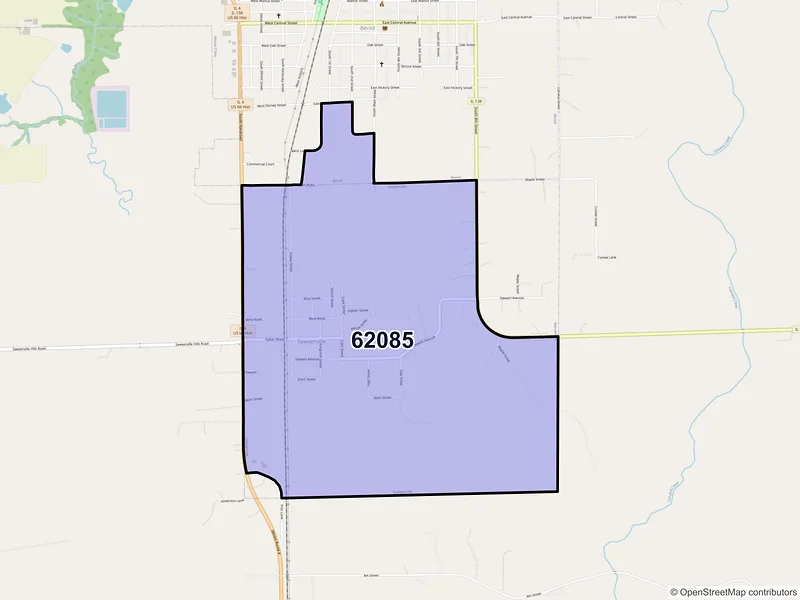 Map of Sawyerville, Illinois and ZIP codes