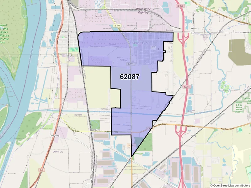 Map of ZIP Code 62087 — South Roxana, IL