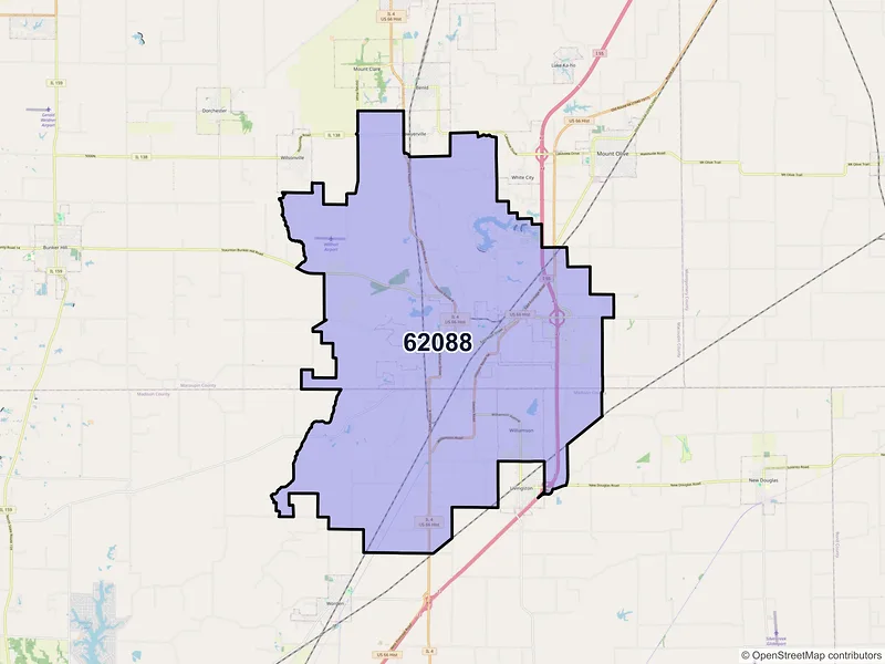 Map of ZIP Code 62088 — Staunton, IL