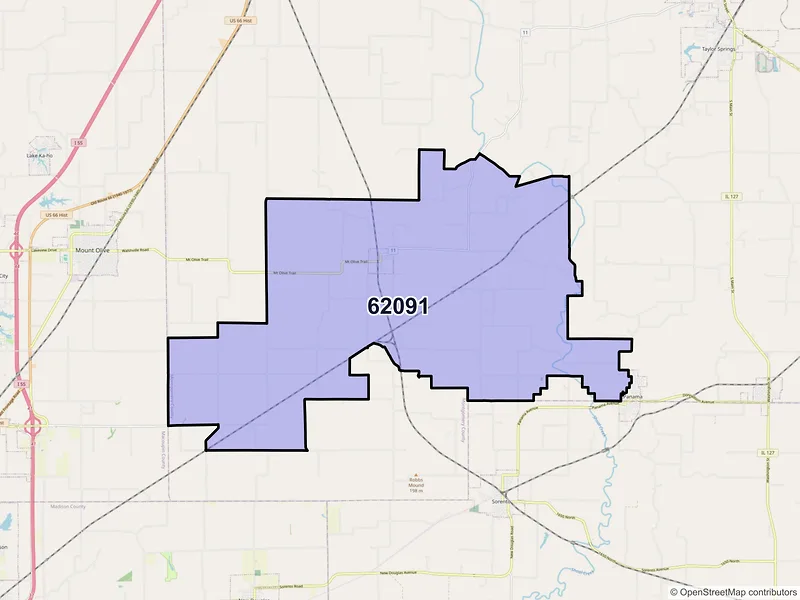 Map of Walshville, Illinois and ZIP codes