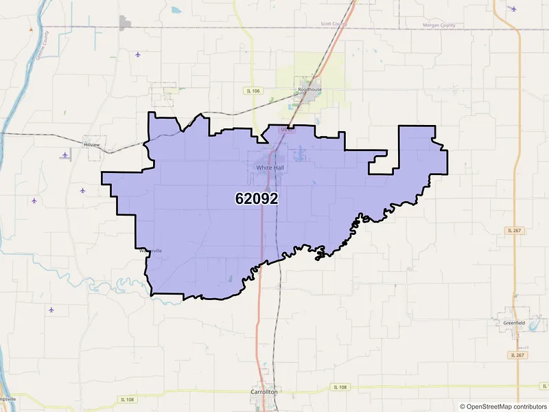 Map of ZIP Code 62092 — White Hall, IL