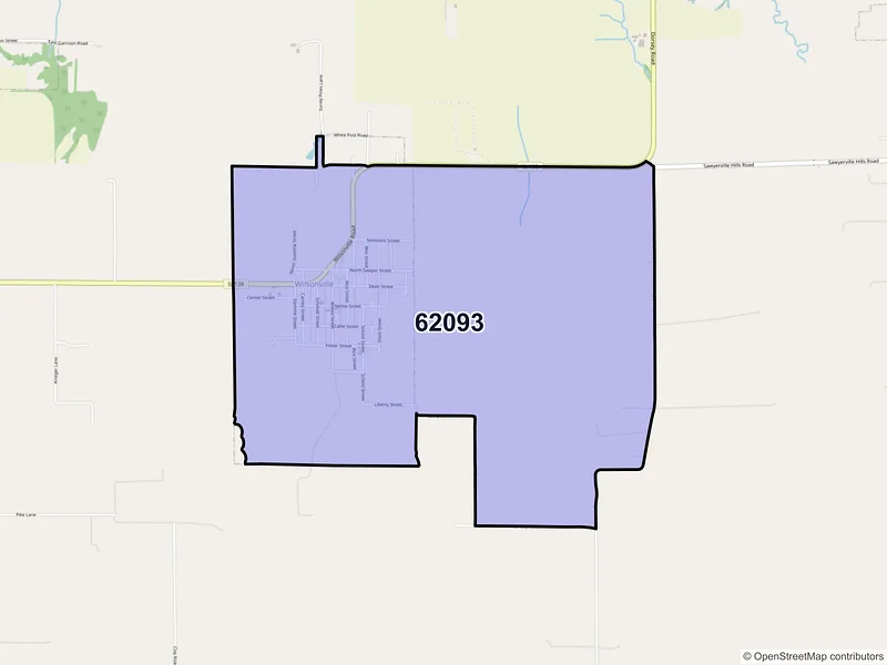 Map of Wilsonville, Illinois and ZIP codes