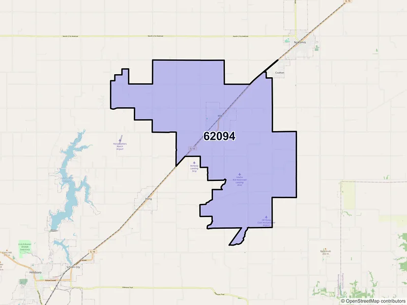 Map of Witt, Illinois and ZIP codes