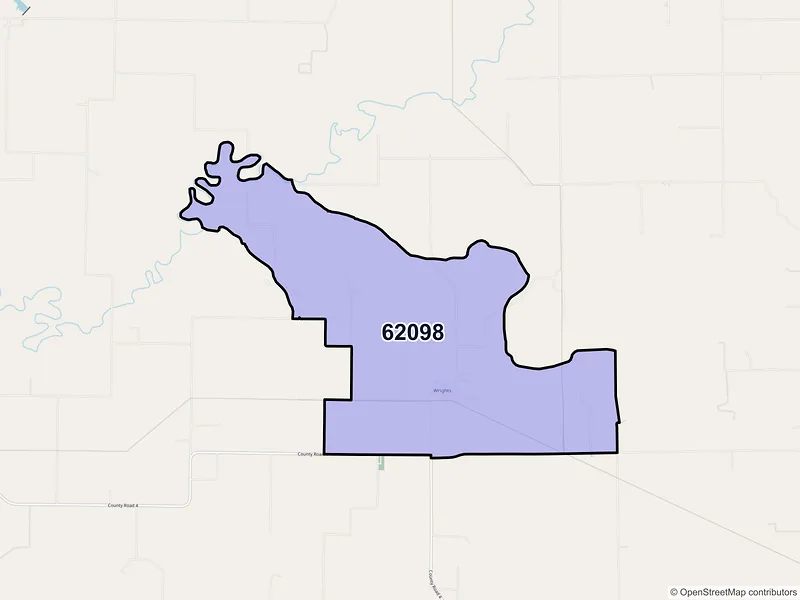 Map of Wrights, Illinois and ZIP codes