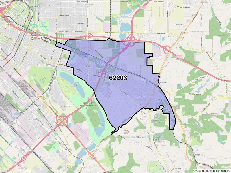 Map of ZIP Code 62203 — East Saint Louis, IL