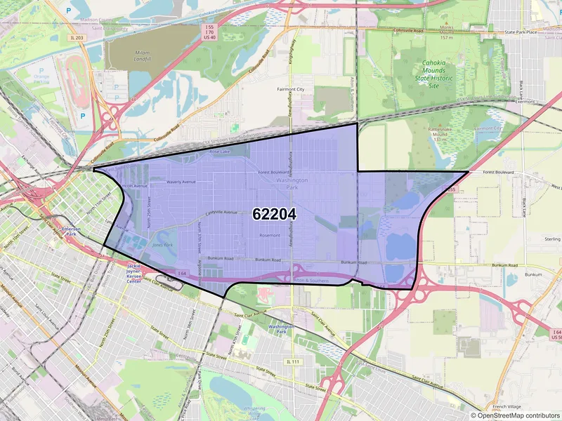 Map of ZIP Code 62204 — East Saint Louis, IL
