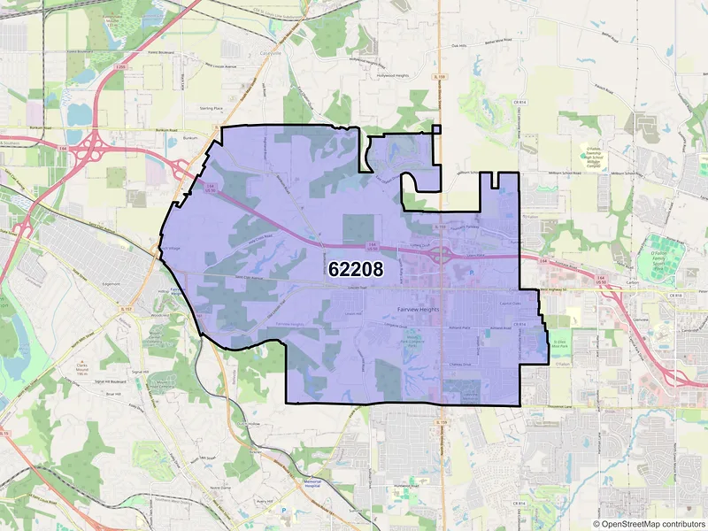 Map of Fairview Heights, Illinois and ZIP codes
