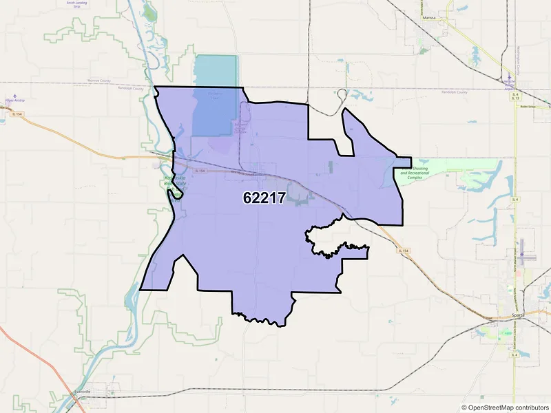 Map of ZIP Code 62217 — Baldwin, IL