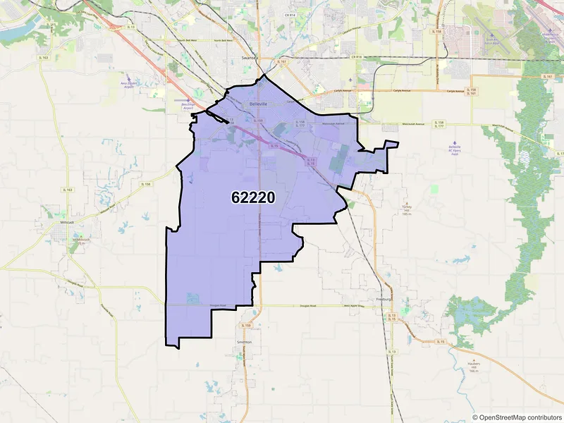 Map of ZIP Code 62220 — Belleville, IL