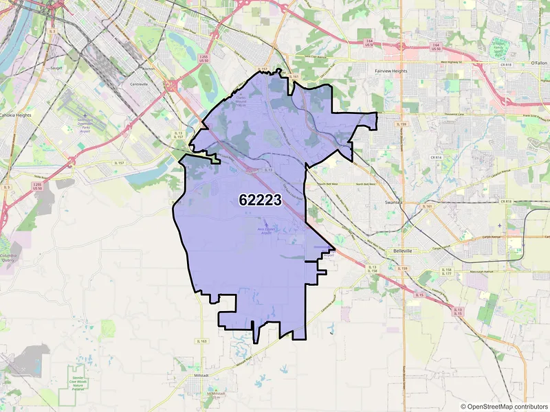 Map of ZIP Code 62223 — Belleville, IL