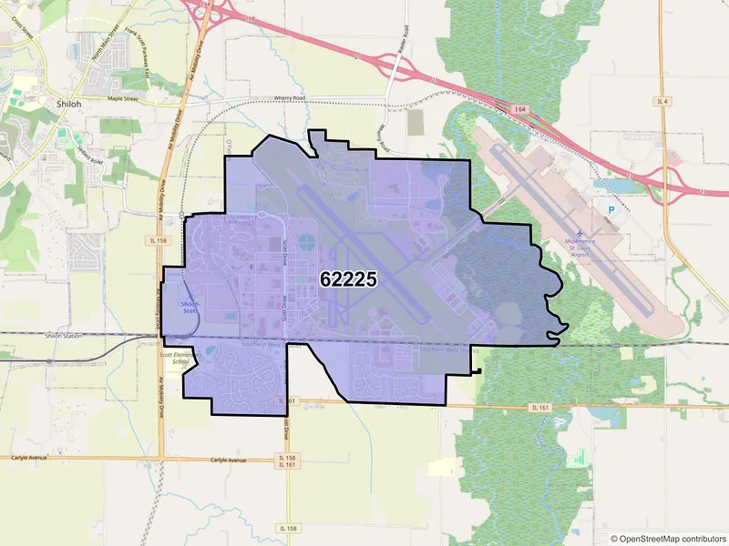 Map of ZIP Code 62225 — Scott Air Force Base, IL