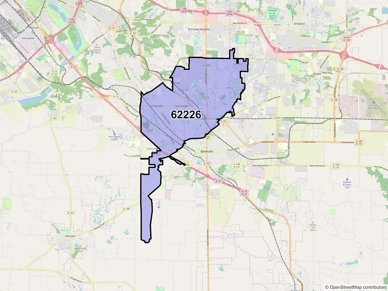 Map of ZIP Code 62226 — Belleville, IL