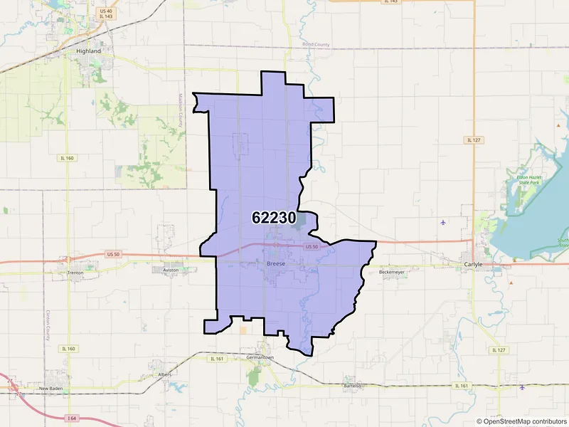 Map of ZIP Code 62230 — Breese, IL