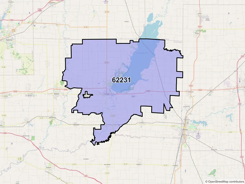 Map of ZIP Code 62231 — Carlyle, IL