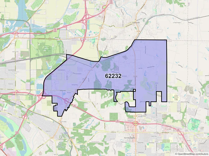 Map of ZIP Code 62232 — Caseyville, IL