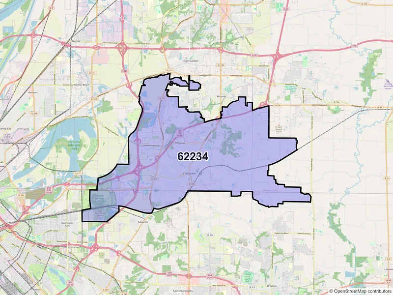Map of ZIP Code 62234 — Collinsville, IL