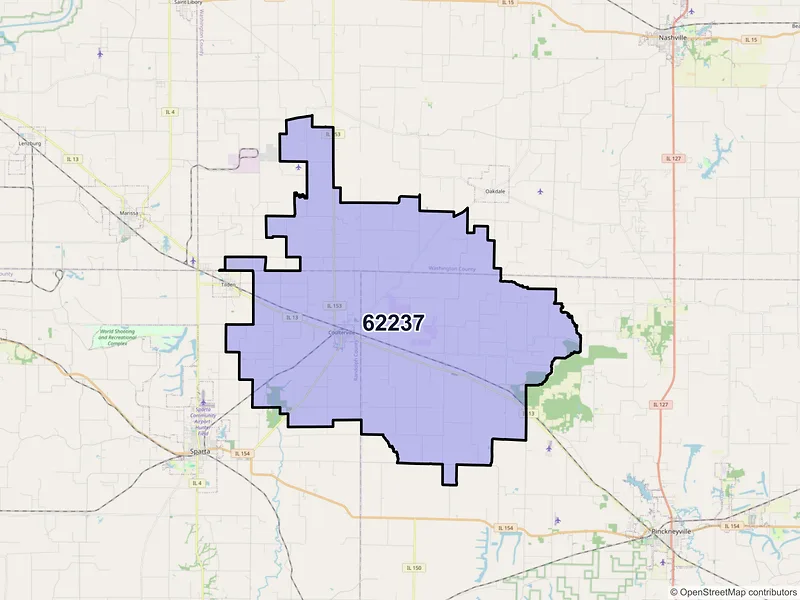 Map of ZIP Code 62237 — Coulterville, IL