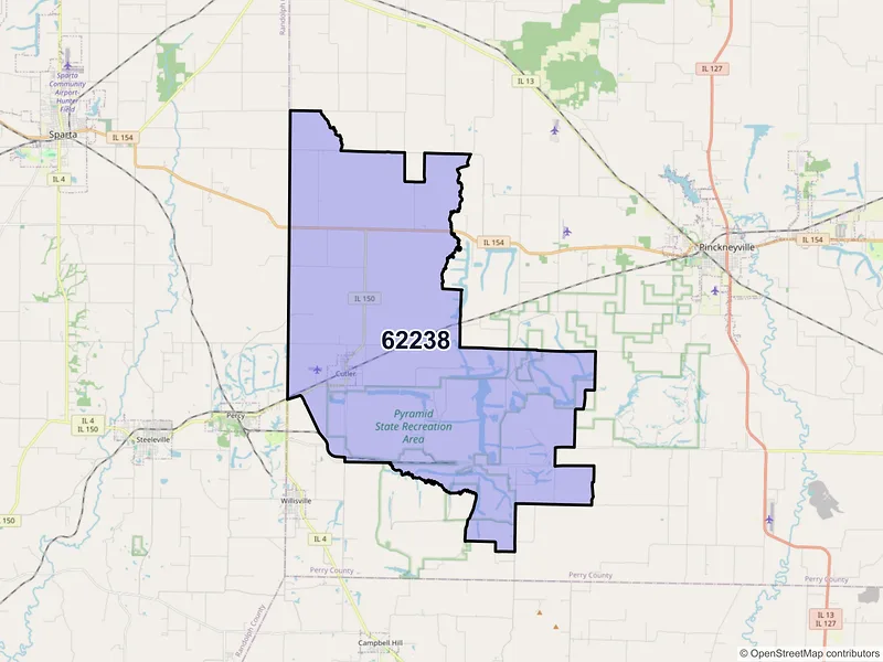 Map of ZIP Code 62238 — Cutler, IL