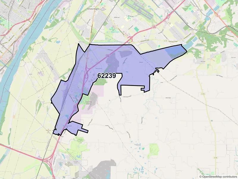 Map of ZIP Code 62239 — Dupo, IL