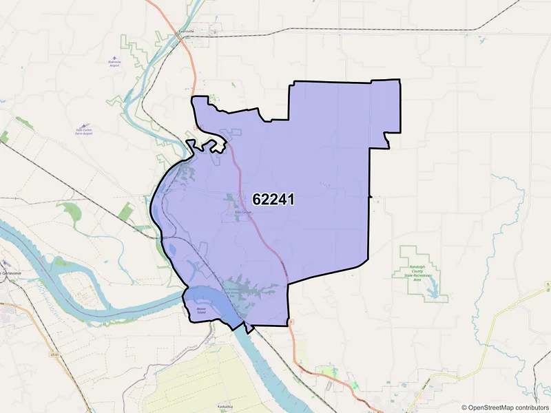Map of Ellis Grove, Illinois and ZIP codes