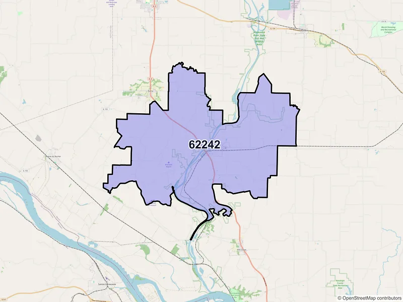 Map of ZIP Code 62242 — Evansville, IL