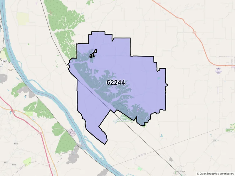 Map of ZIP Code 62244 — Fults, IL