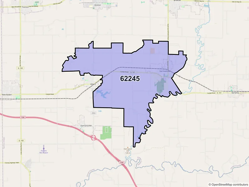 Map of ZIP Code 62245 — Germantown, IL