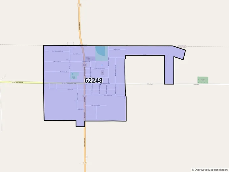 Map of Hecker, Illinois and ZIP codes