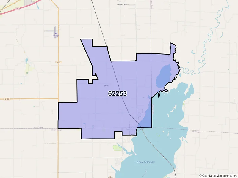 Map of Keyesport, Illinois and ZIP codes