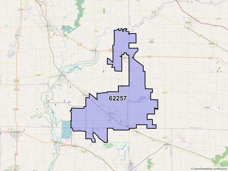 Map of ZIP Code 62257 — Marissa, IL