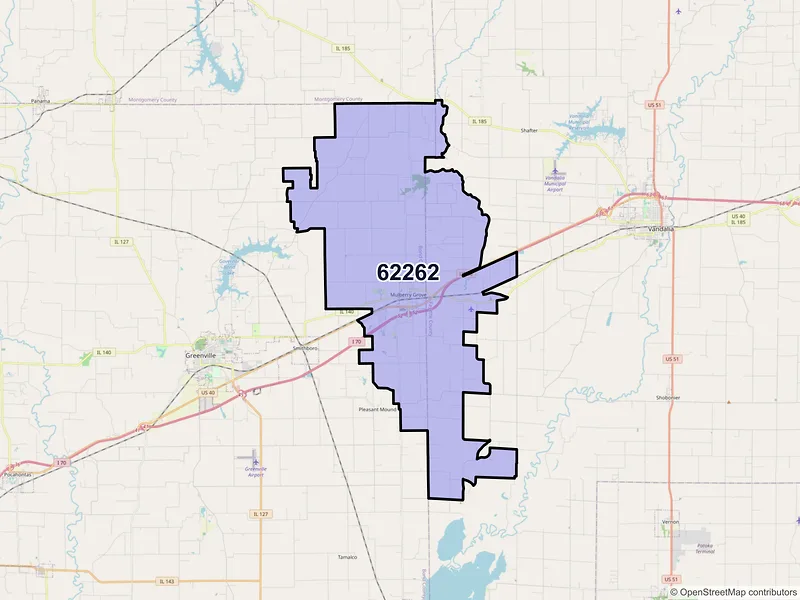 Map of ZIP Code 62262 — Mulberry Grove, IL