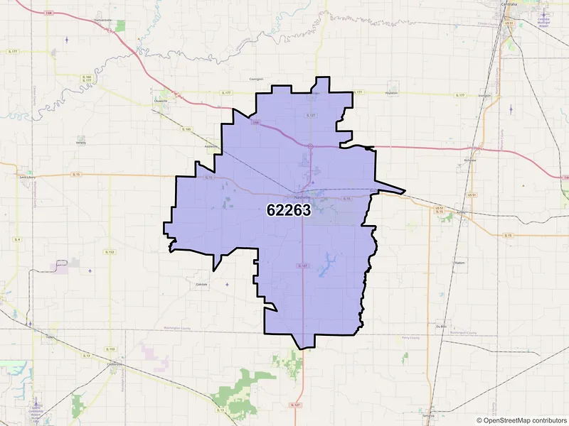 Map of ZIP Code 62263 — Nashville, IL