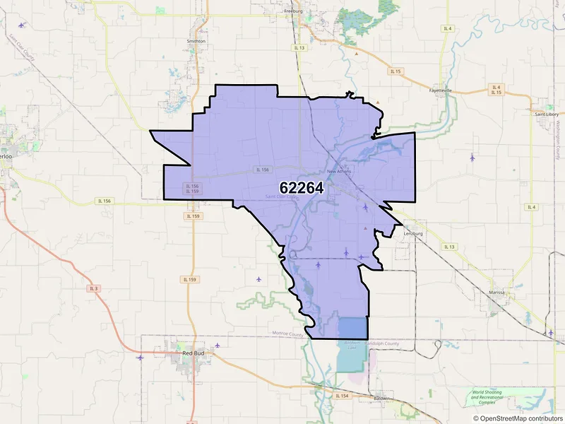 Map of ZIP Code 62264 — New Athens, IL