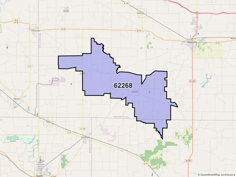Map of ZIP Code 62268 — Oakdale, IL
