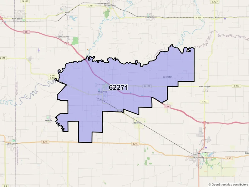 Map of ZIP Code 62271 — Okawville, IL