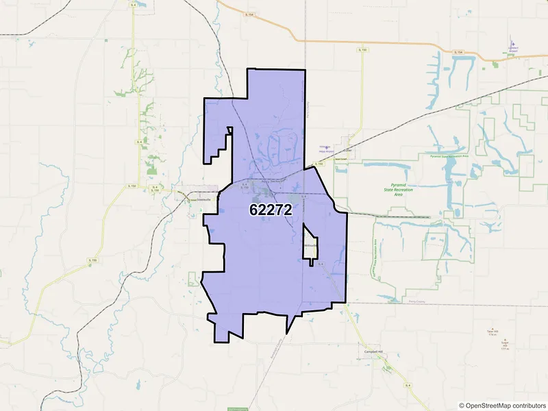 Map of ZIP Code 62272 — Percy, IL