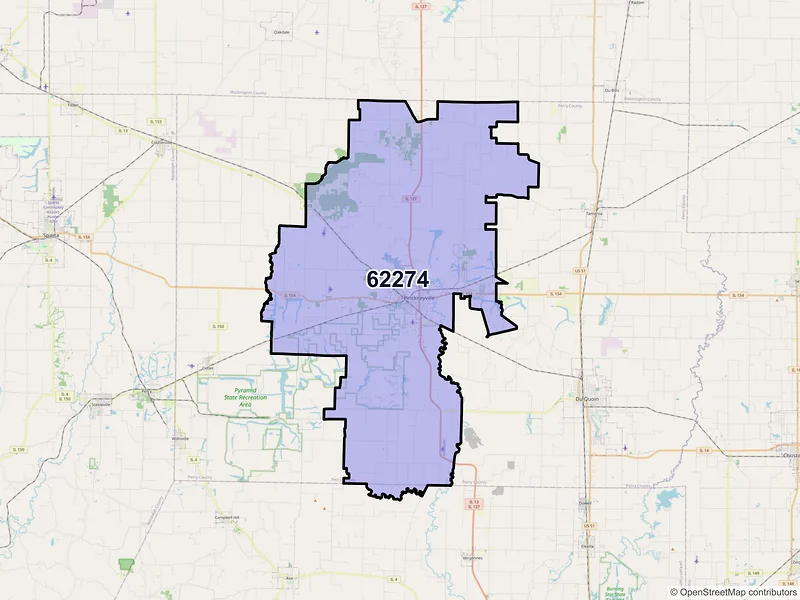 Map of ZIP Code 62274 — Pinckneyville, IL