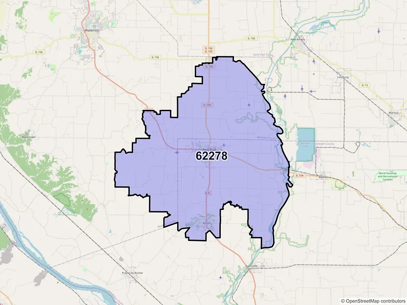Map of ZIP Code 62278 — Red Bud, IL