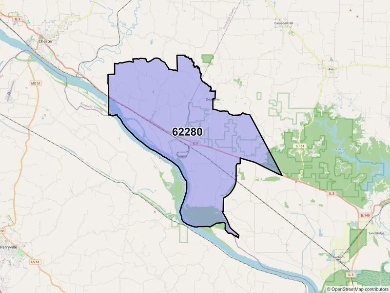 Map of ZIP Code 62280 — Rockwood, IL