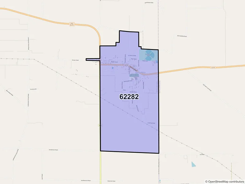 Map of Saint Libory, Illinois and ZIP codes