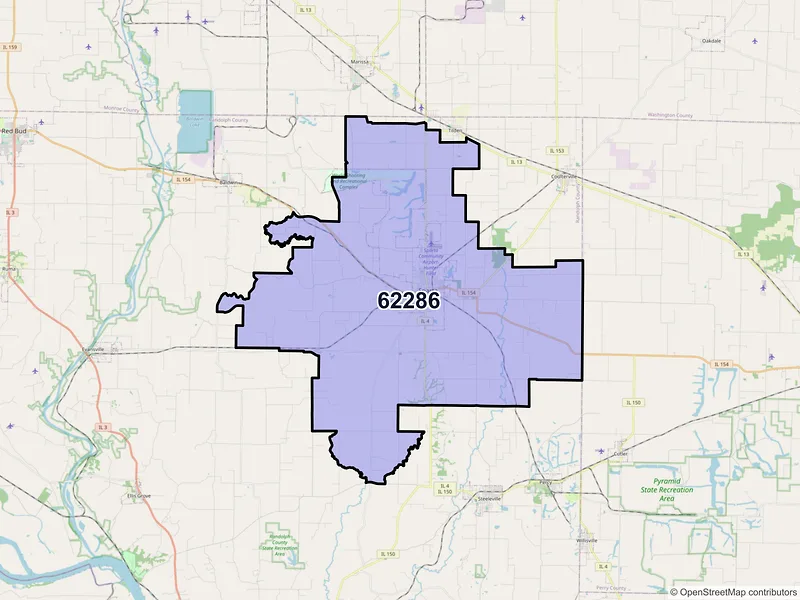 Map of ZIP Code 62286 — Sparta, IL