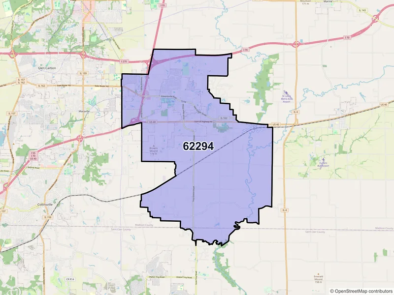 Map of ZIP Code 62294 — Troy, IL